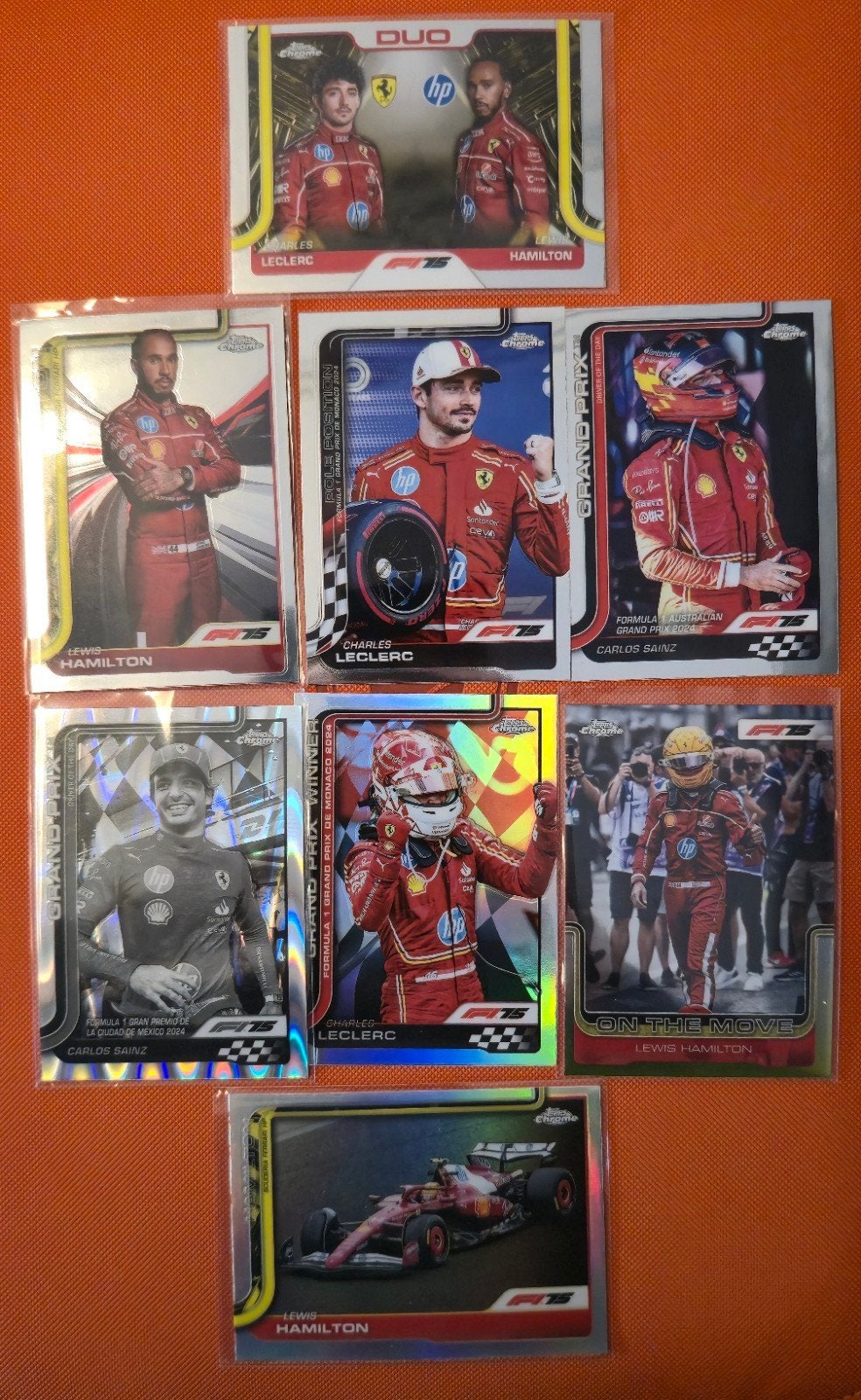 Topps chrome f1 2025 ferrari bundel, Ophalen of Verzenden, Zo goed als nieuw, Meerdere plaatjes