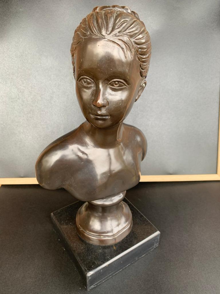 Bronzen buste naar model van Houdon - 37 cm hoog, Buste, Ophalen of Verzenden, Brons, 20 - 50 cm