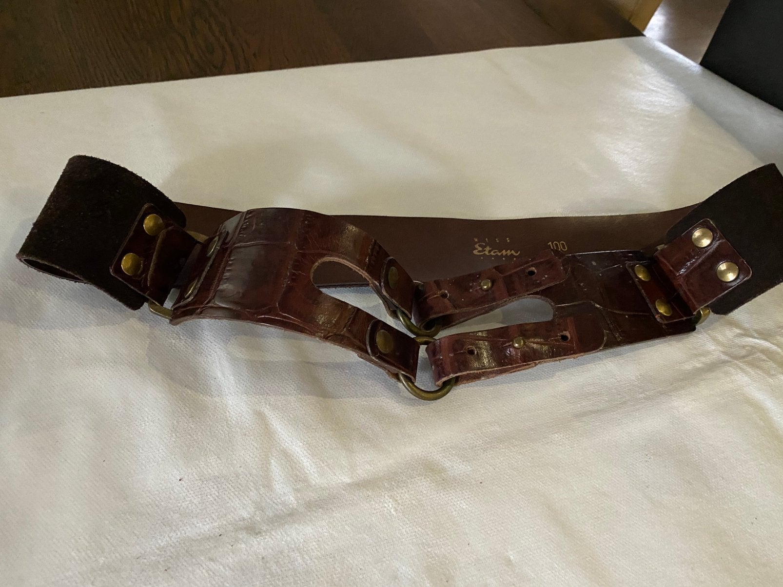 Riem Bruin 100 cm Miss Etam, Kleding | Dames, Riemen en Ceinturen, 90 tot 100 cm, Heupriem, Ophalen of Verzenden, Zo goed als nieuw