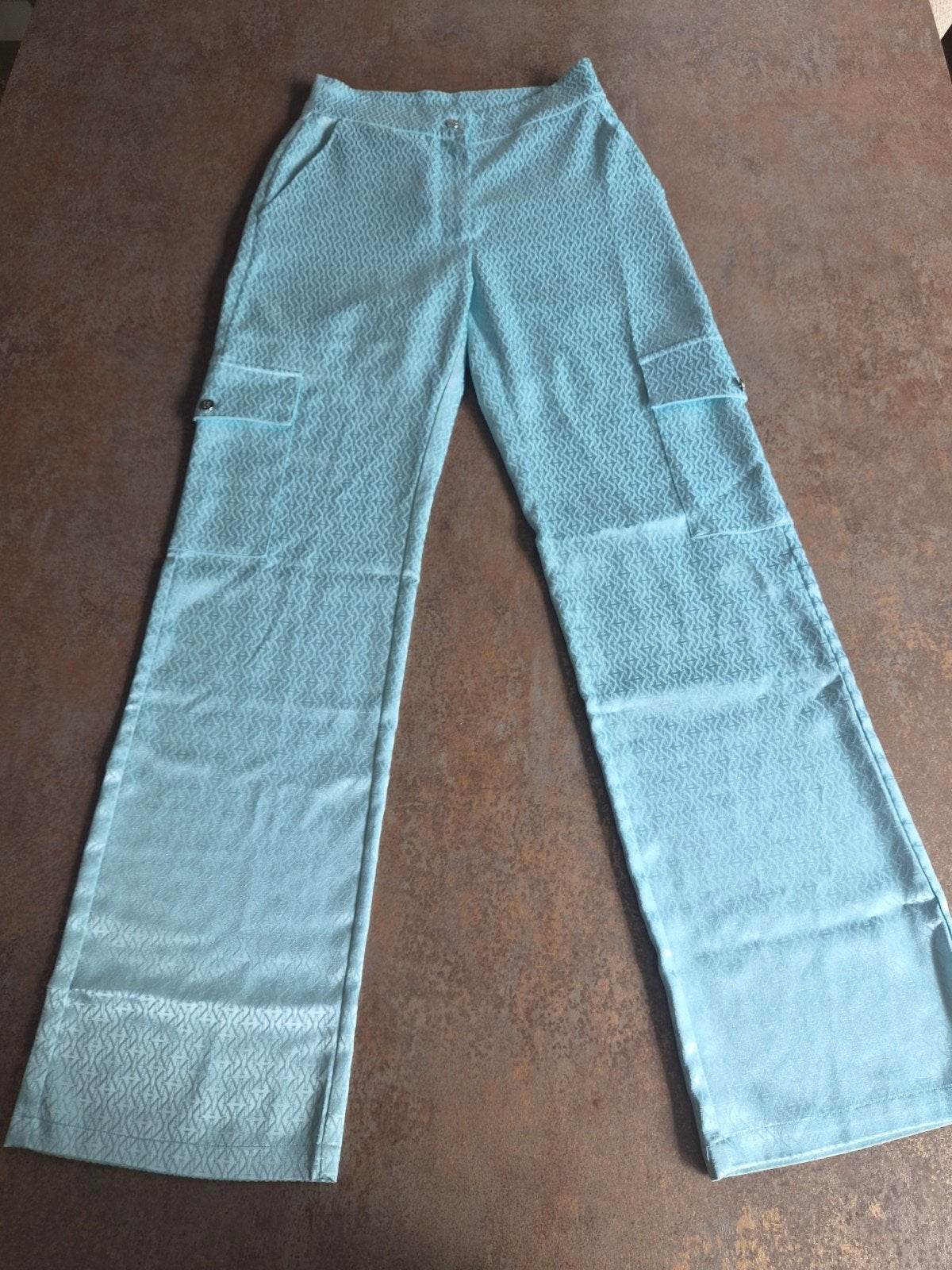 nikkie satijnen satijnen blauw pantalon broek 34, Blauw, Nieuw, Ophalen of Verzenden, Maat 34 (XS) of kleiner
