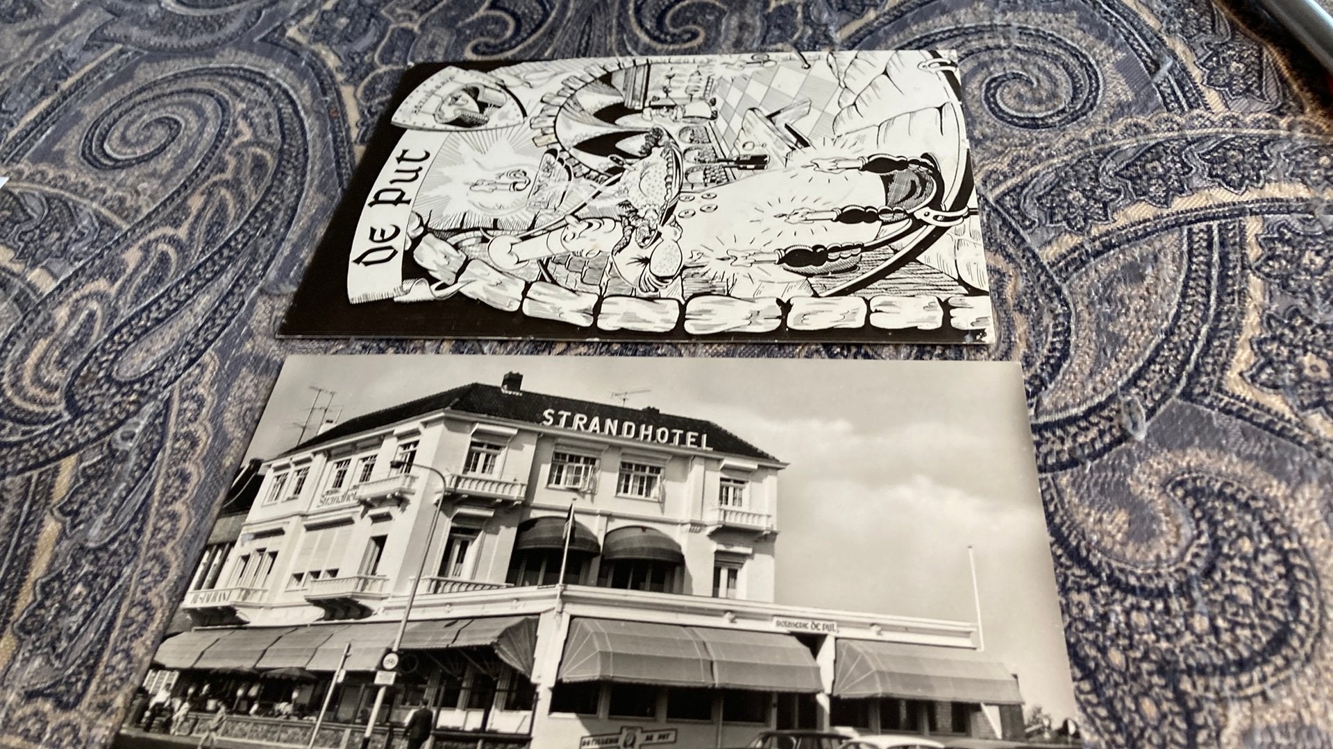 Vintage menu en foto's Strandhotel Vlissingen, Verzamelen, Ophalen of Verzenden, 1940 tot 1960, Gelopen, Zeeland