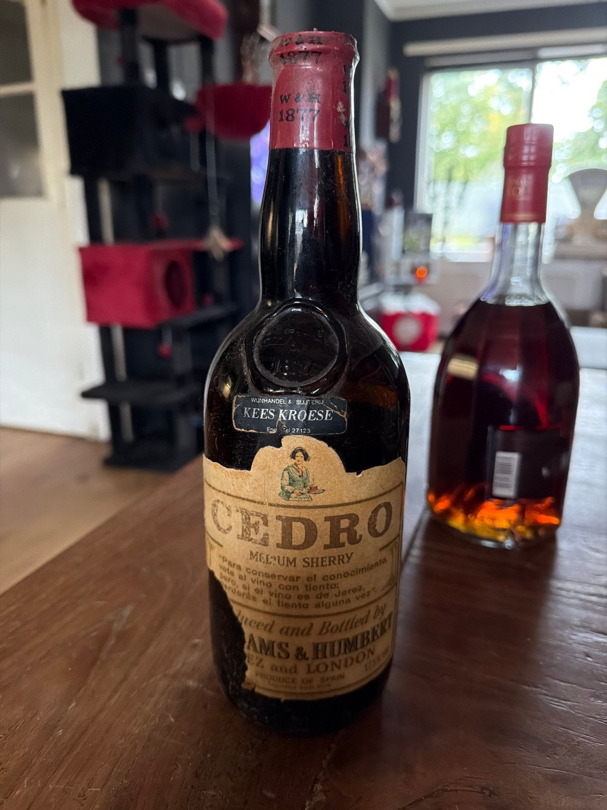 Vintage Cedro Medium Sherry - Zeldzame Fles uit 1877, Gebruikt, Overige gebieden, Overige typen, Ophalen of Verzenden