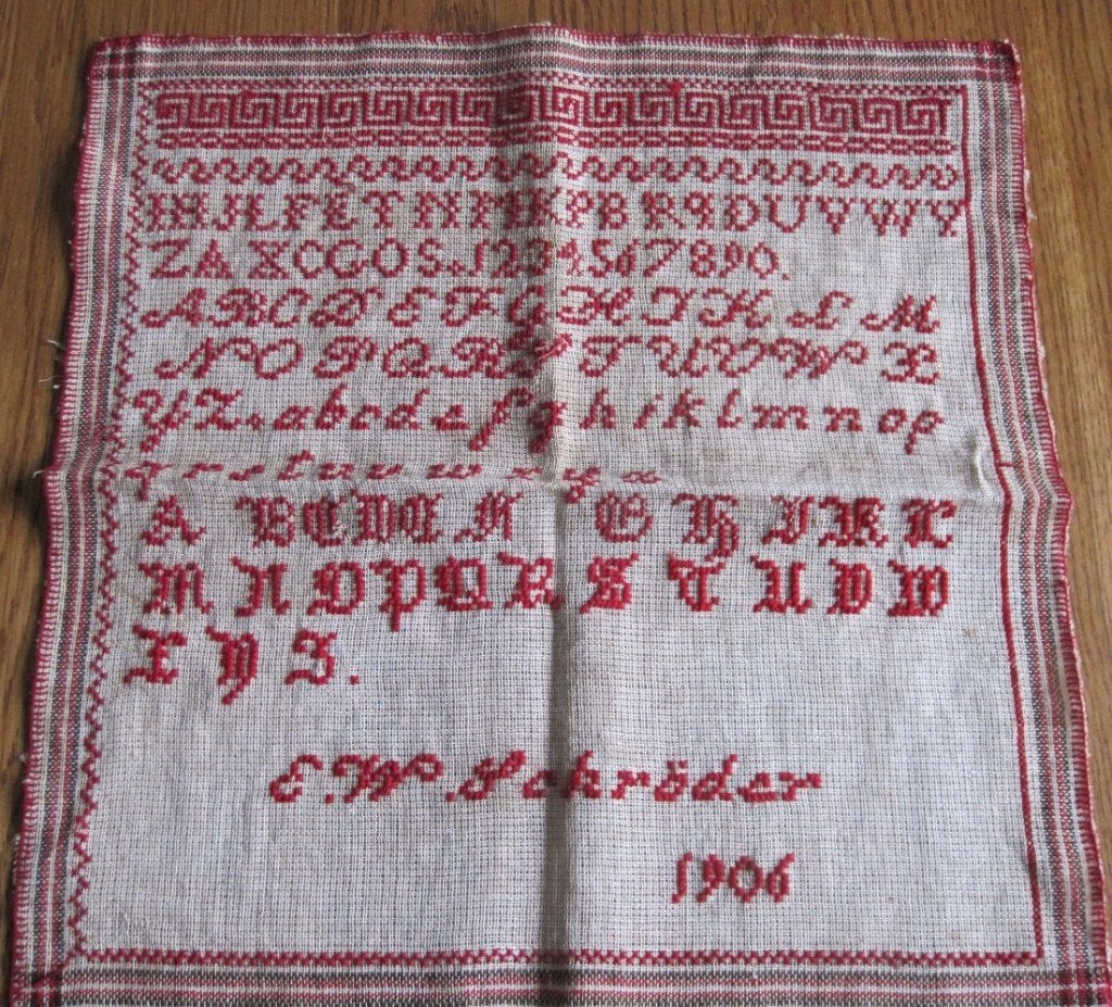 Antieke merklap - 1906, Ophalen of Verzenden
