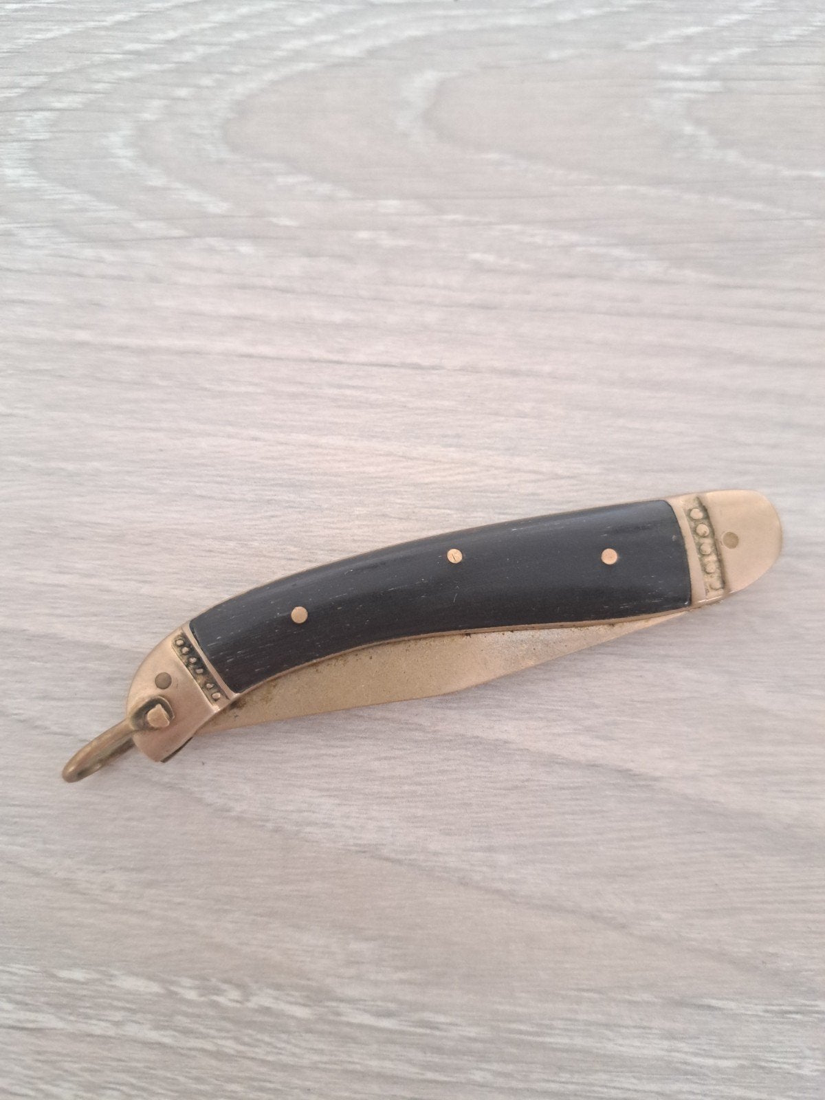 Vintage zakmes met messing en donker houten handvat, Ophalen of Verzenden