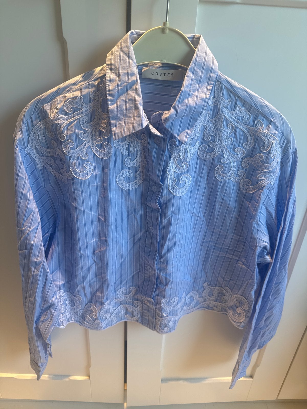 Costes gestreepte cropped blouse met borduursel, Ophalen of Verzenden, Zo goed als nieuw, Maat 34 (XS) of kleiner, Blauw
