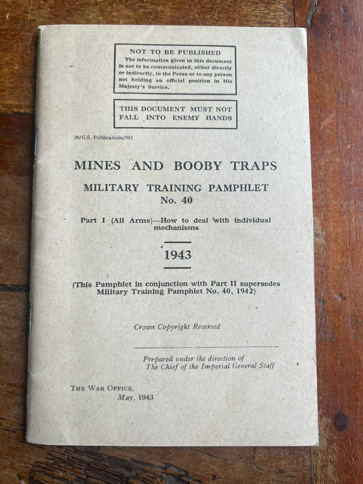WO2 Brits voorschrift Duitse boobytraps mijnen etc mei 1943, Verzenden, Engeland