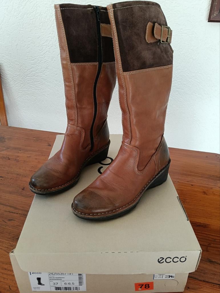 ECCO laarzen maat 37, walnoot/espresso, Kleding | Dames, Schoenen, Hoge laarzen, Bruin, ECCO, Ophalen of Verzenden