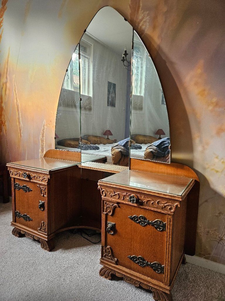 Complete antieke eikenhouten slaapkamer, Antiek en Kunst, Antiek | Meubels | Bedden, Ophalen