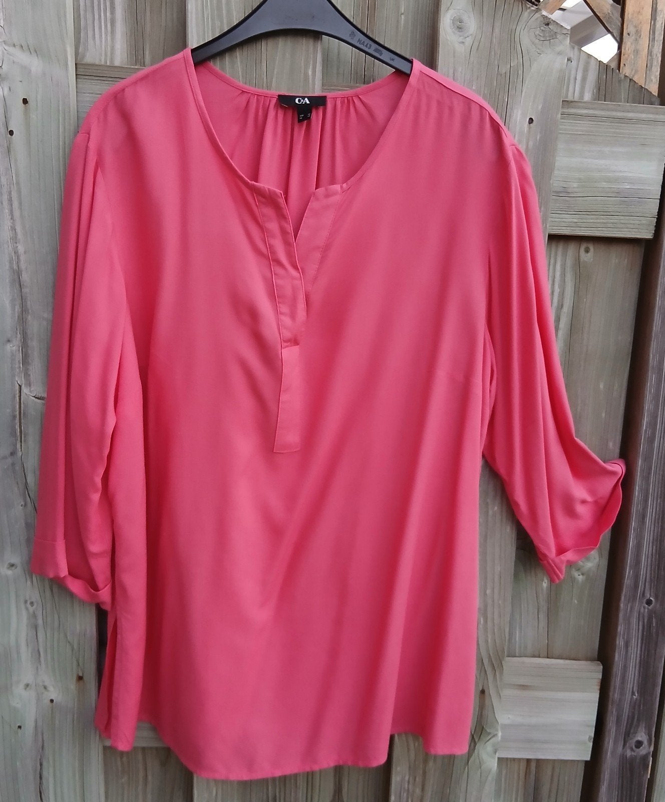 Lang `t-shirt met V-hals kleur fuchsia maat 46, Kleding | Dames, Overige kleuren, Maat 46/48 (XL) of groter, Ophalen of Verzenden