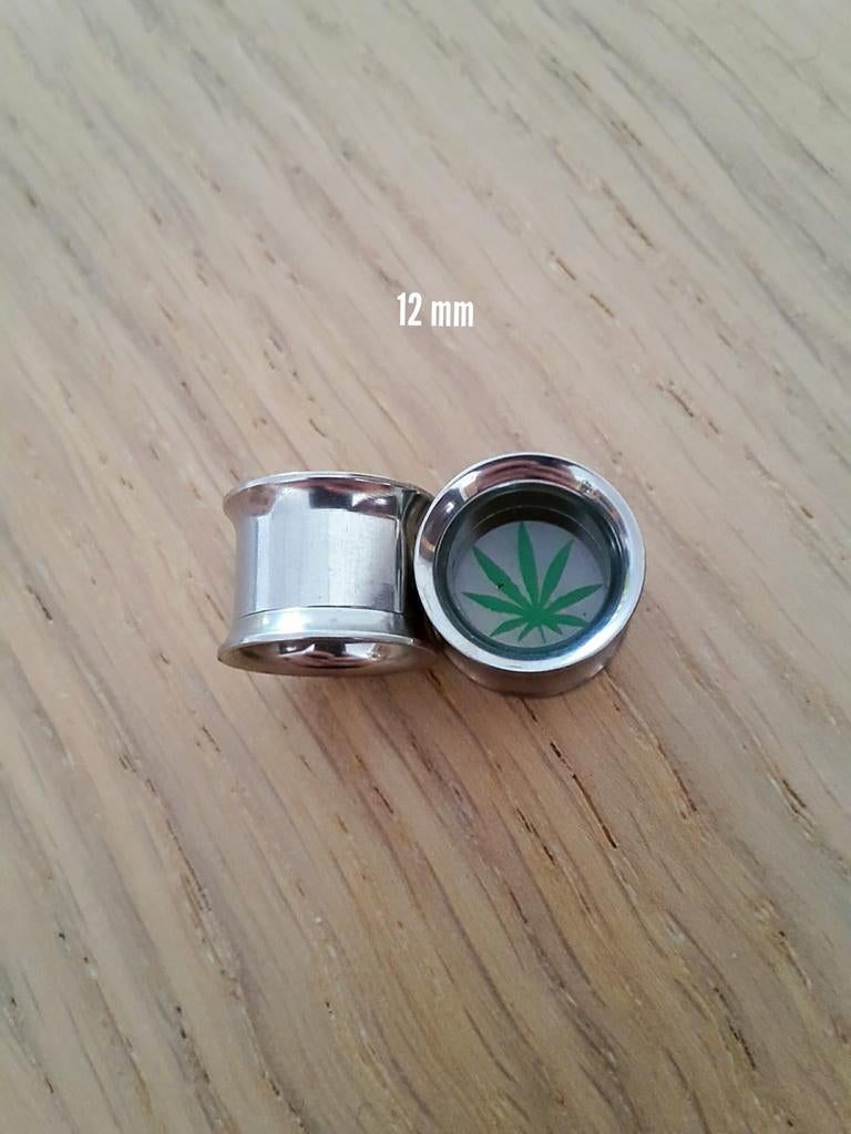 Nieuwe tunnels. Wietblad. Staal. 6, 8, 10, 12. 14, 16 mm., Ophalen of Verzenden, Zo goed als nieuw, Staal, Oor- of Traguspiercing
