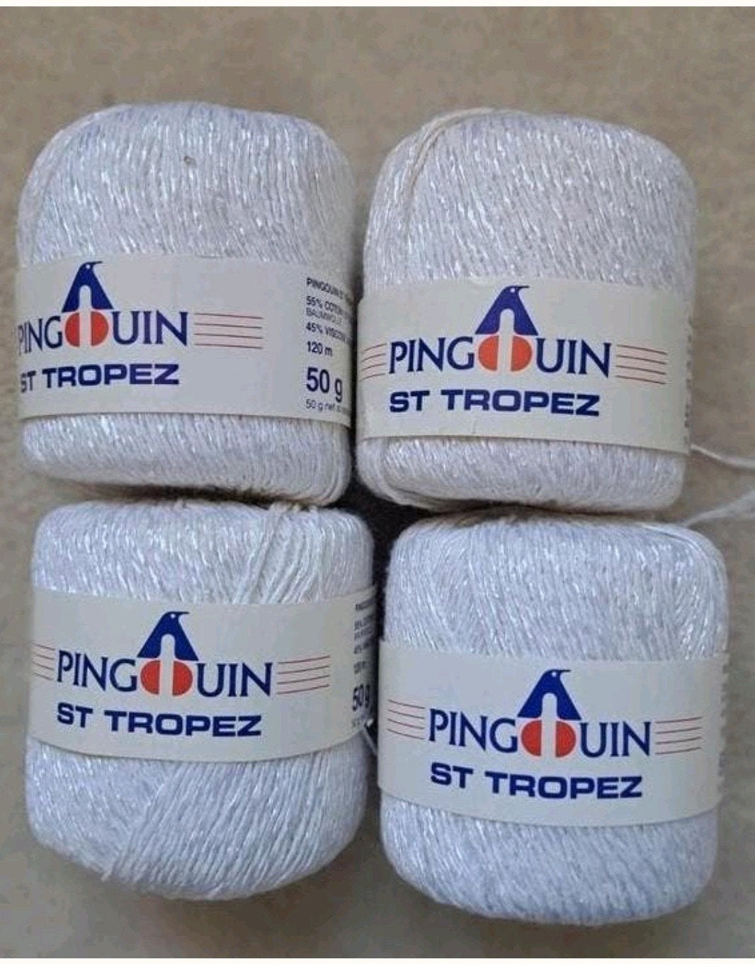 Pingouin St Tropez wit glansgaren - 4 bollen, Ophalen of Verzenden, Nieuw, Breien of Haken, Wol of Garen