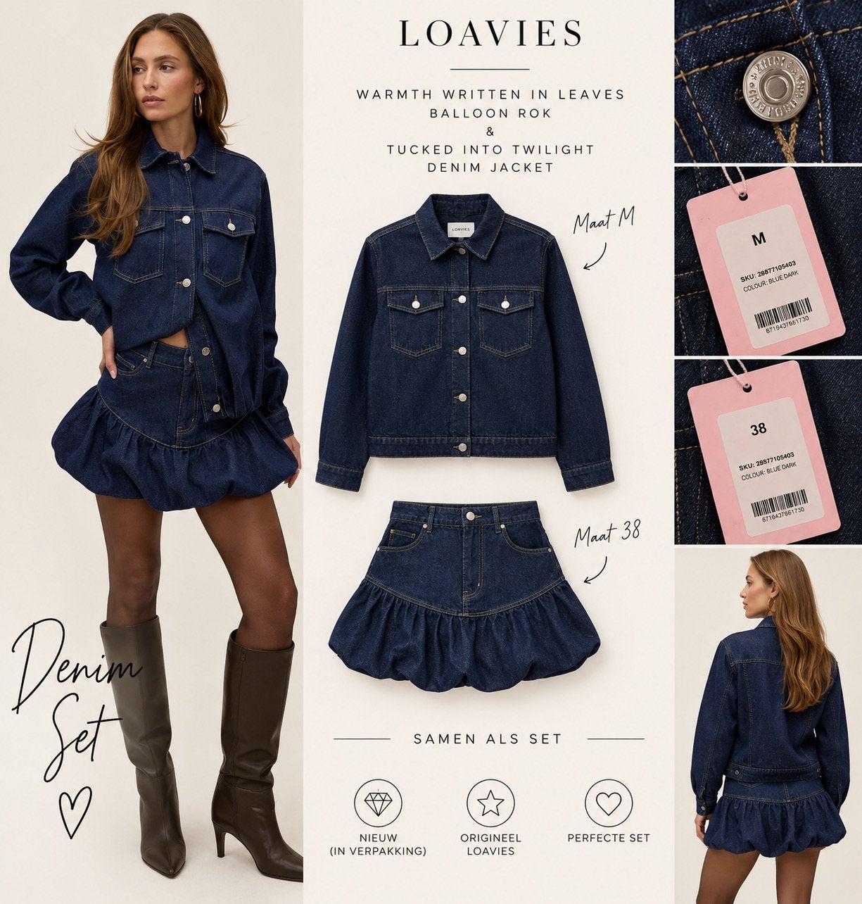 Loavies | balloon rok + jacket | donkerblauw | maat 38/M, Ophalen of Verzenden, Nieuw