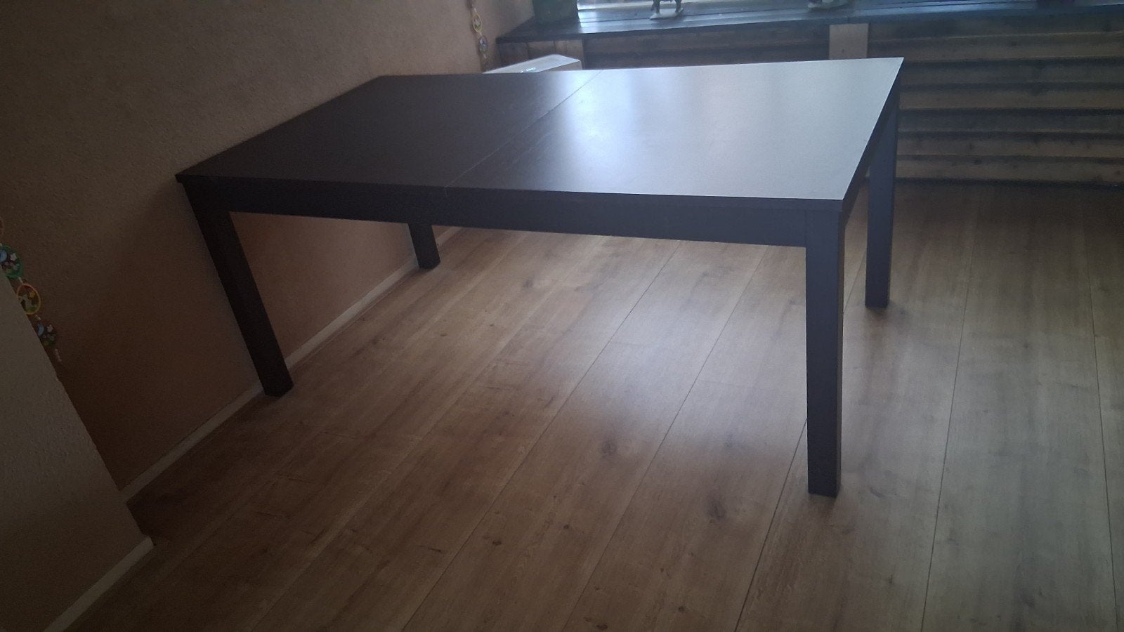 Uitschuifbare eettafel - Zwart/donkerbruin., Huis en Inrichting, Tafels | Eettafels, Ophalen, Gebruikt, 200 cm of meer, 50 tot 100 cm