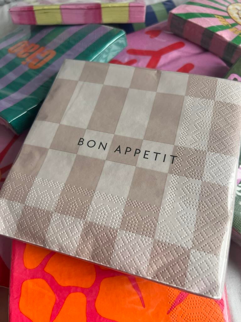 Papieren servetten 'Bon Appetit' - Housevitamin, Beige, Overige typen, Nieuw, Papier/karton