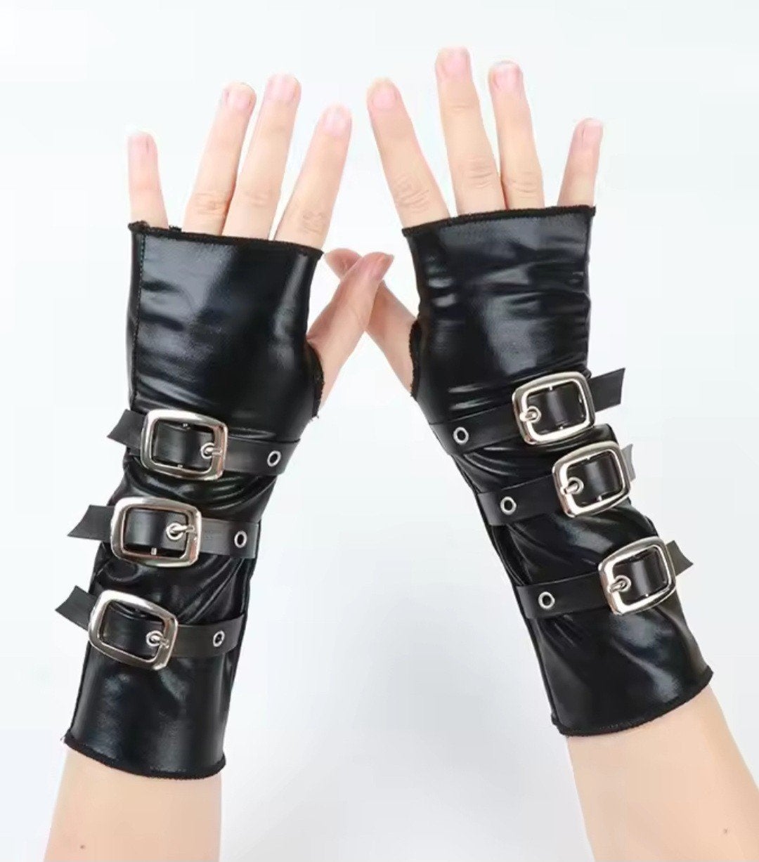 Mooie Lerenlook Handschoenen met Riempjes, Verzenden, Nieuw, Handschoenen