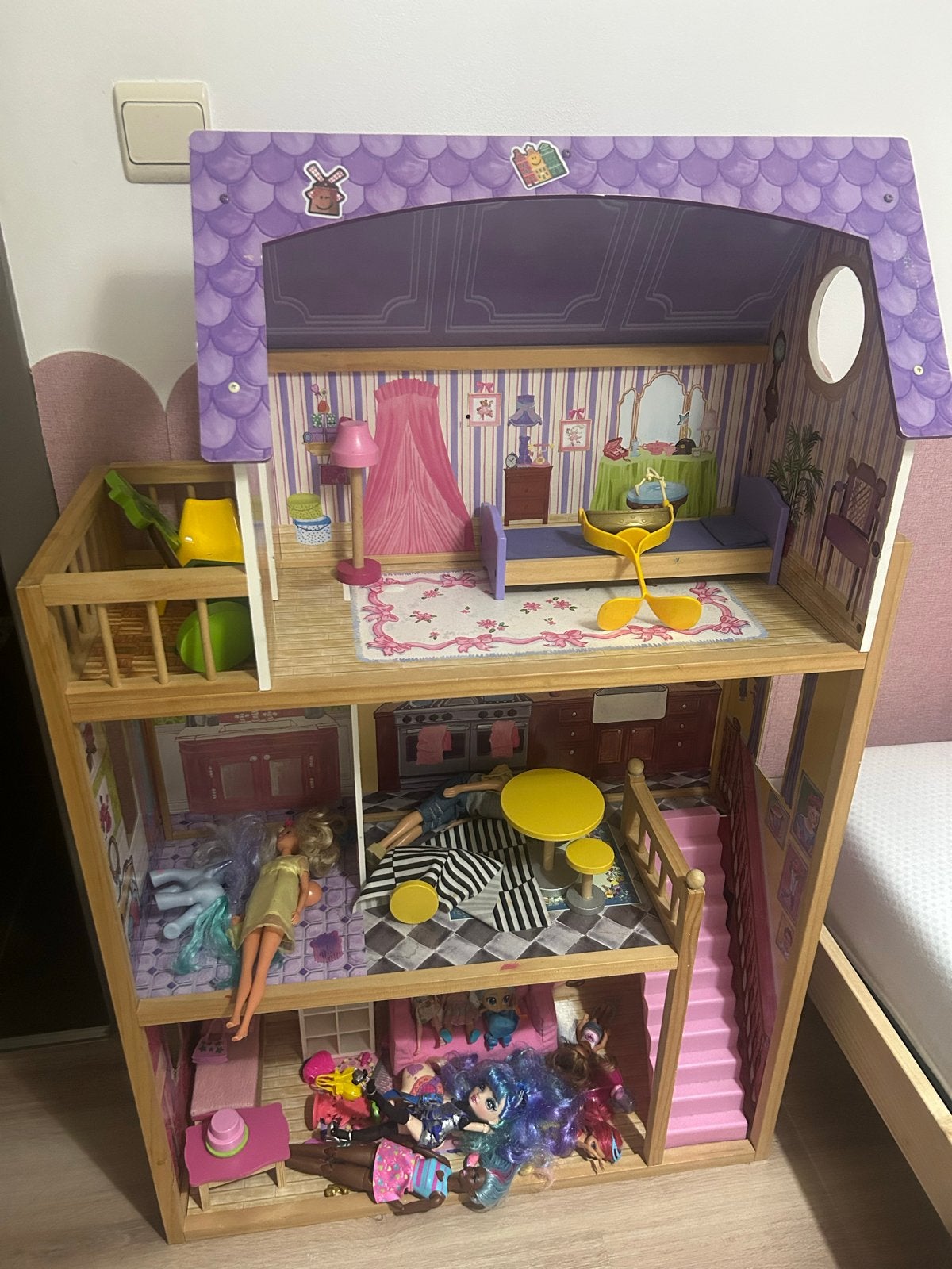 Kidkraft Groot houten poppenhuis met meubels en poppen, Ophalen, Gebruikt, Overige typen