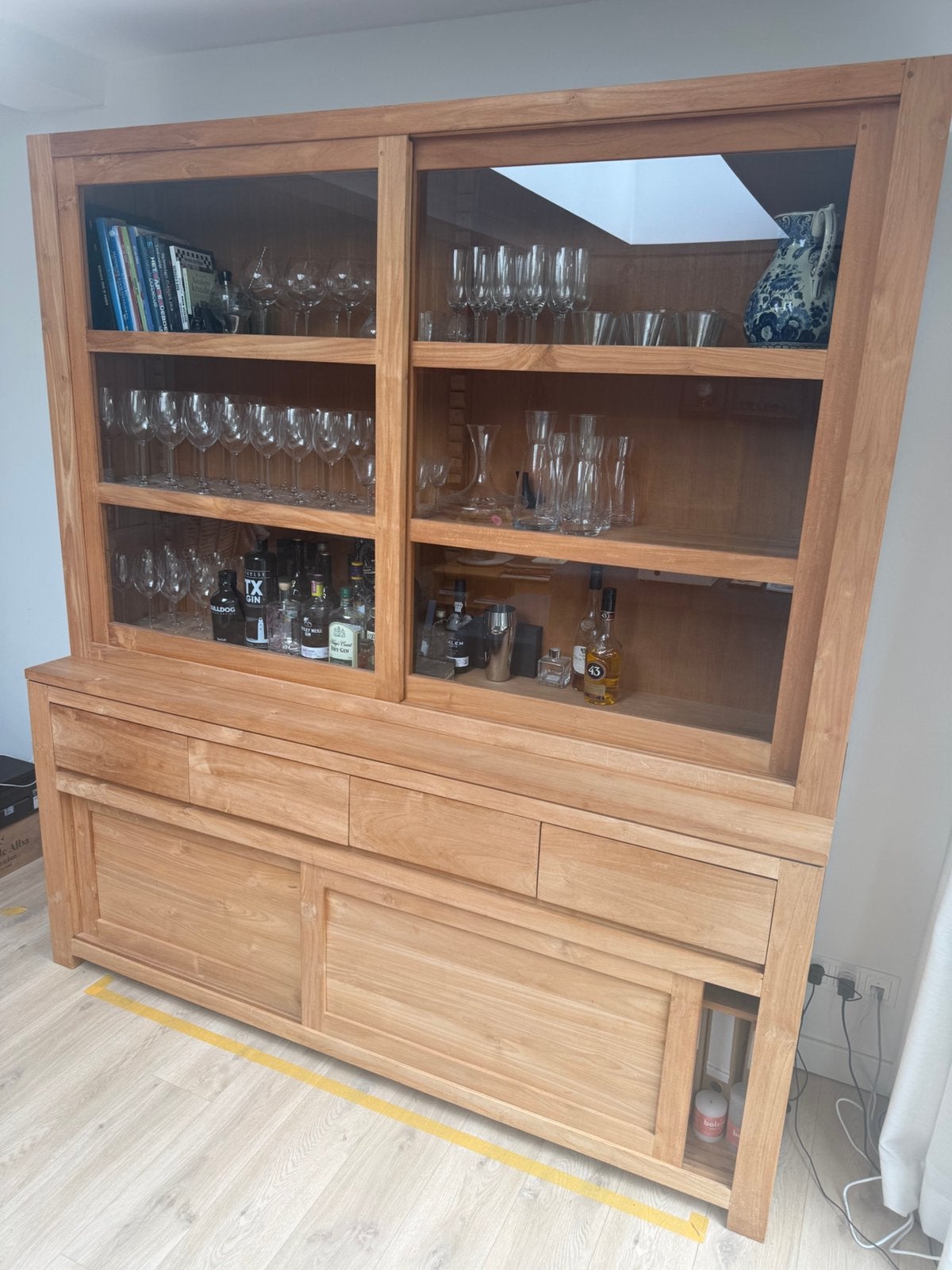 Mooie teak houten buffetkast, Ophalen, Gebruikt, 200 cm of meer, Teakhout