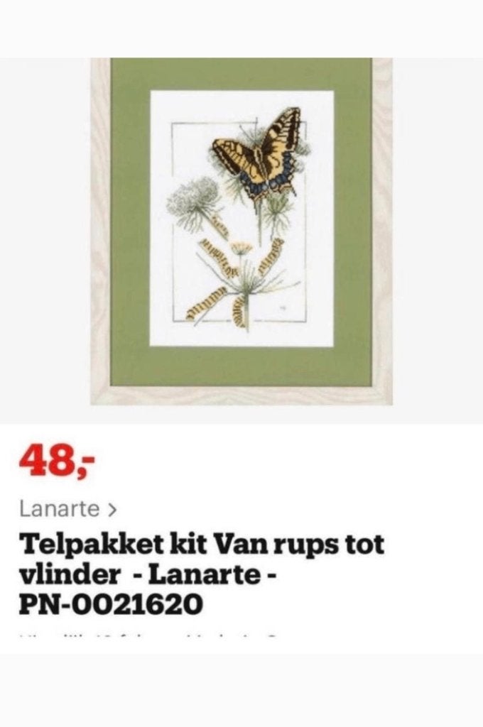 BORDUURPAKKET LANARTE M. BASTIN VAN RUPS TOT VLINDER, Verzenden, Nieuw, Handborduren, Borduurpakket