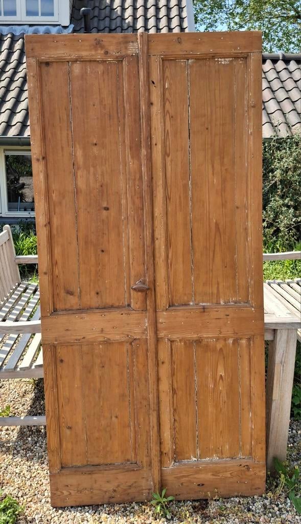 2 antieke grenen kastdeuren, Doe-het-zelf en Verbouw, Deuren en Horren, Ophalen, Gebruikt, 80 tot 100 cm, Binnendeur