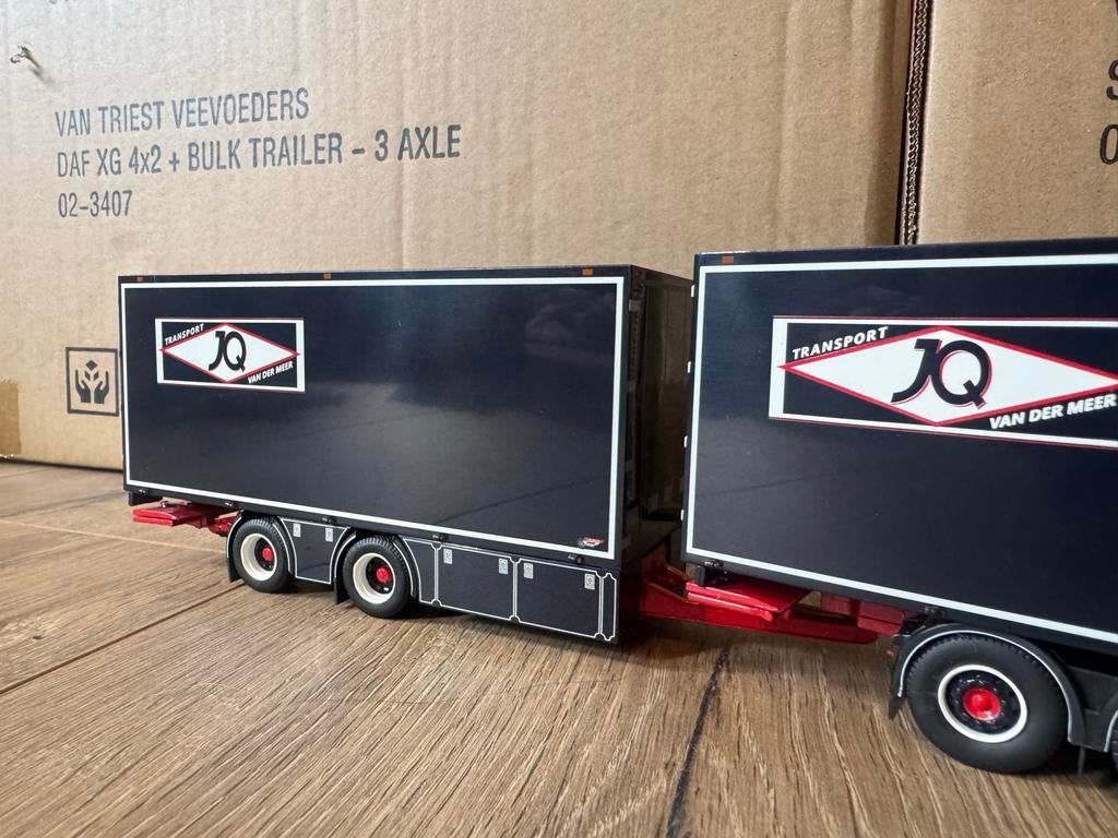 Tekno JQ van der Meer Scania met wipkar schaal 1:50, Hobby en Vrije tijd, Modelauto's | 1:50, Ophalen of Verzenden, Gebruikt, Bus of Vrachtwagen