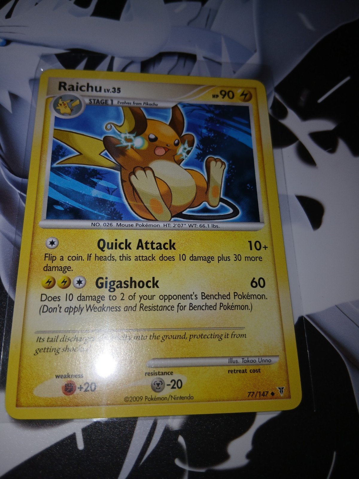 Pokémon Kaart Raichu 77/147 Supreme Victors (2009), Ophalen of Verzenden, Zo goed als nieuw, Losse kaart