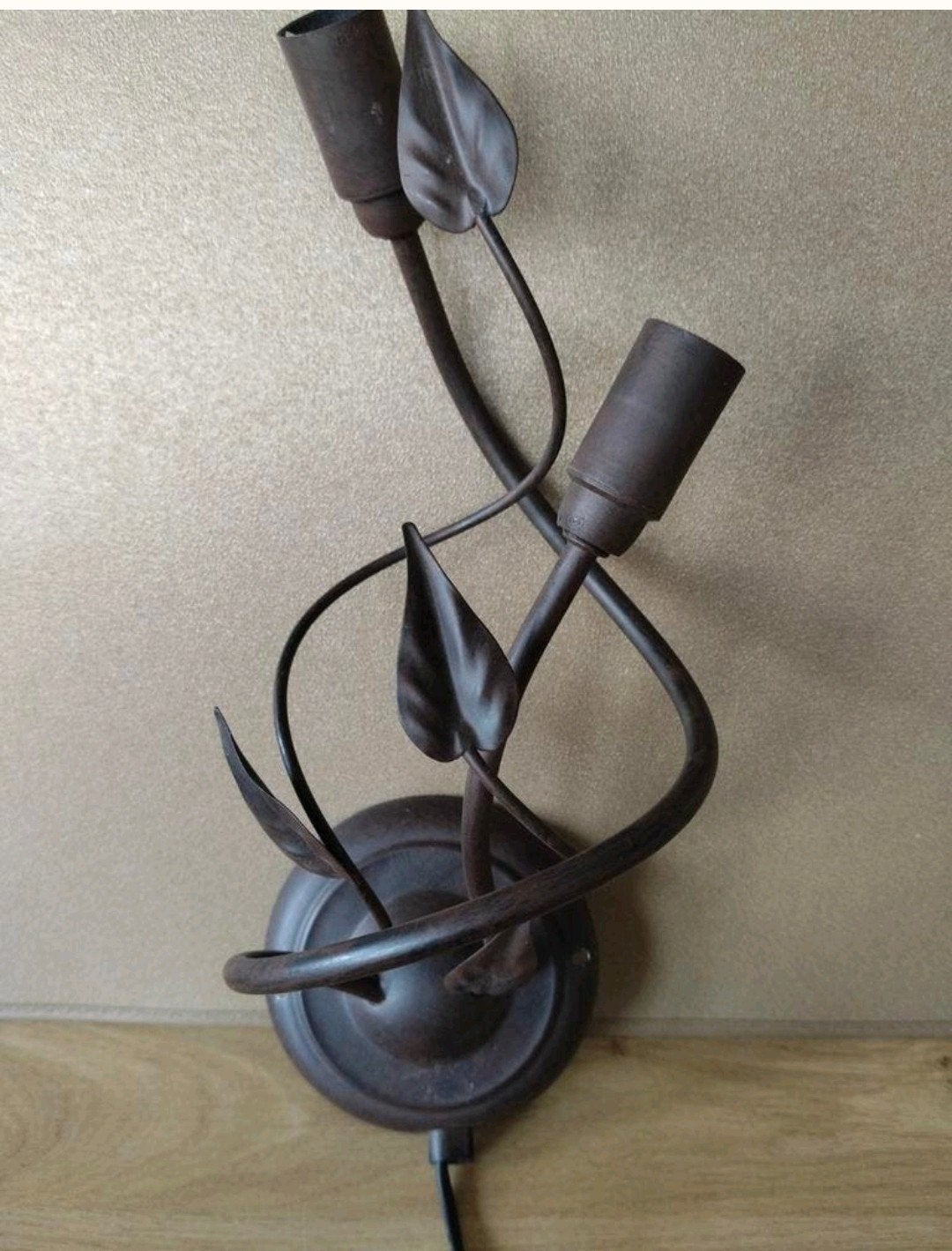 Vintage Kwantum Treviso Wandlamp - Bruin Metaal, E14 Fitting, Met snoer/stekker, Gebruikt, Bruin, E14 (klein)
