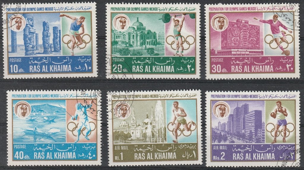 4317. Ras Al Khaima 203/08 gest. Olymp. Spelen, Ophalen of Verzenden, Gestempeld, Midden-Oosten