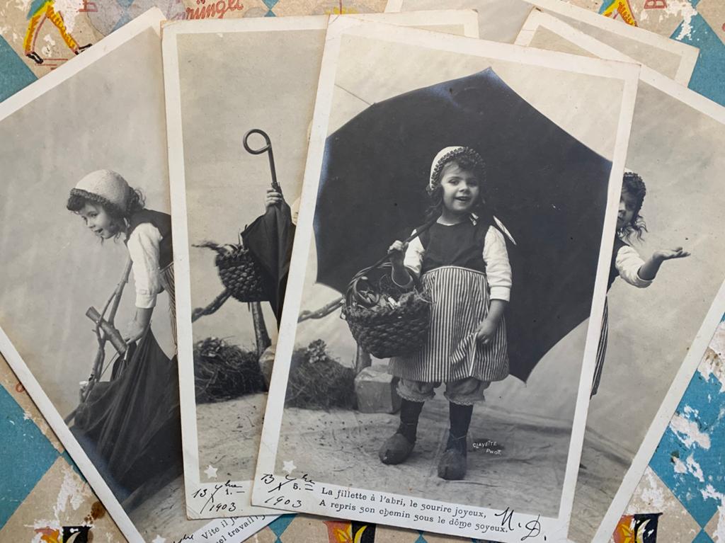 5x 13-9-1903 Meisje met paraplu (GO), Ophalen of Verzenden, Voor 1920, Kinderen