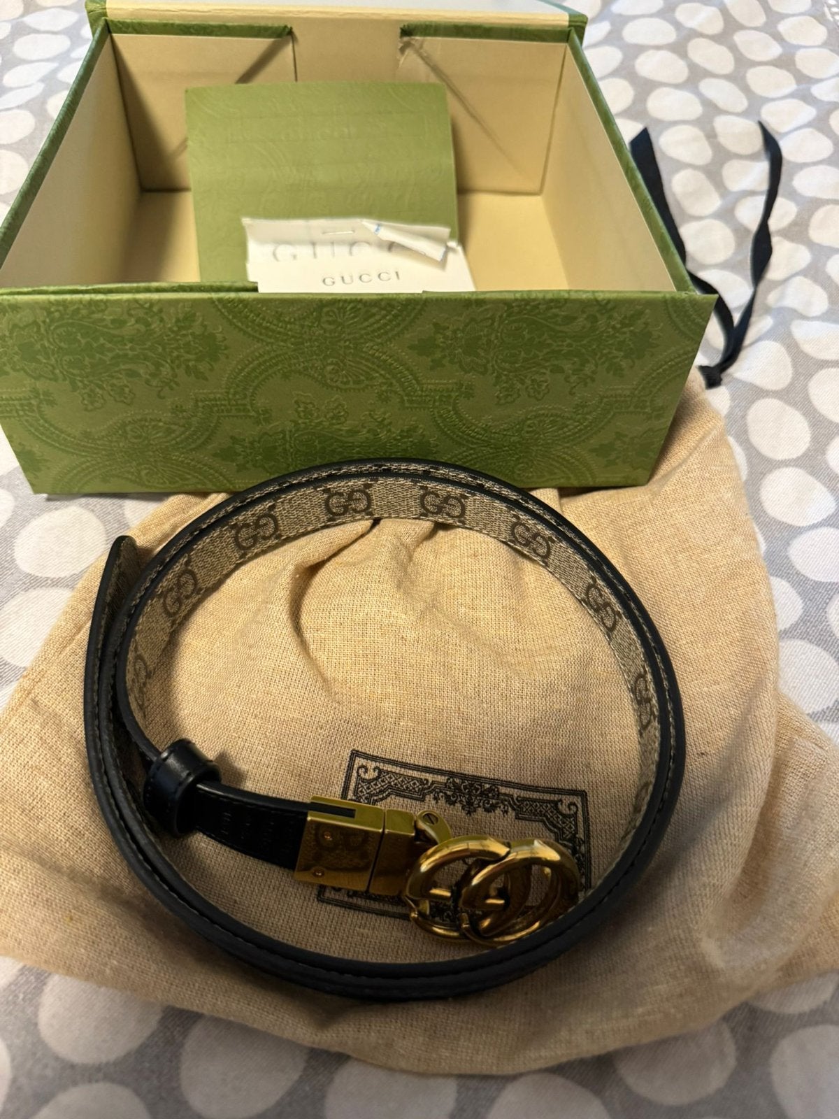 Gucci GG Supreme Riem met G-gesp -  nieuw 90 cm, Ophalen, Minder dan 3 cm, Heupriem, Echt leder