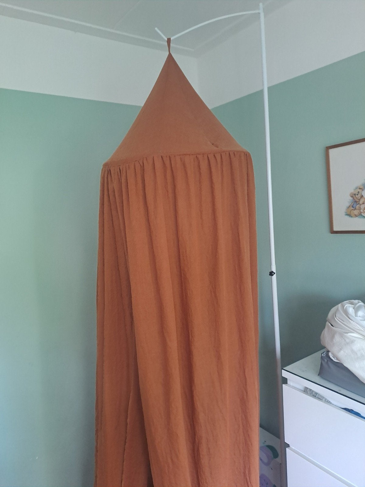 Mooie roestbruin klamboe voor baby- of kinderkamer, Oranje, Ophalen of Verzenden, Zo goed als nieuw, Klamboe