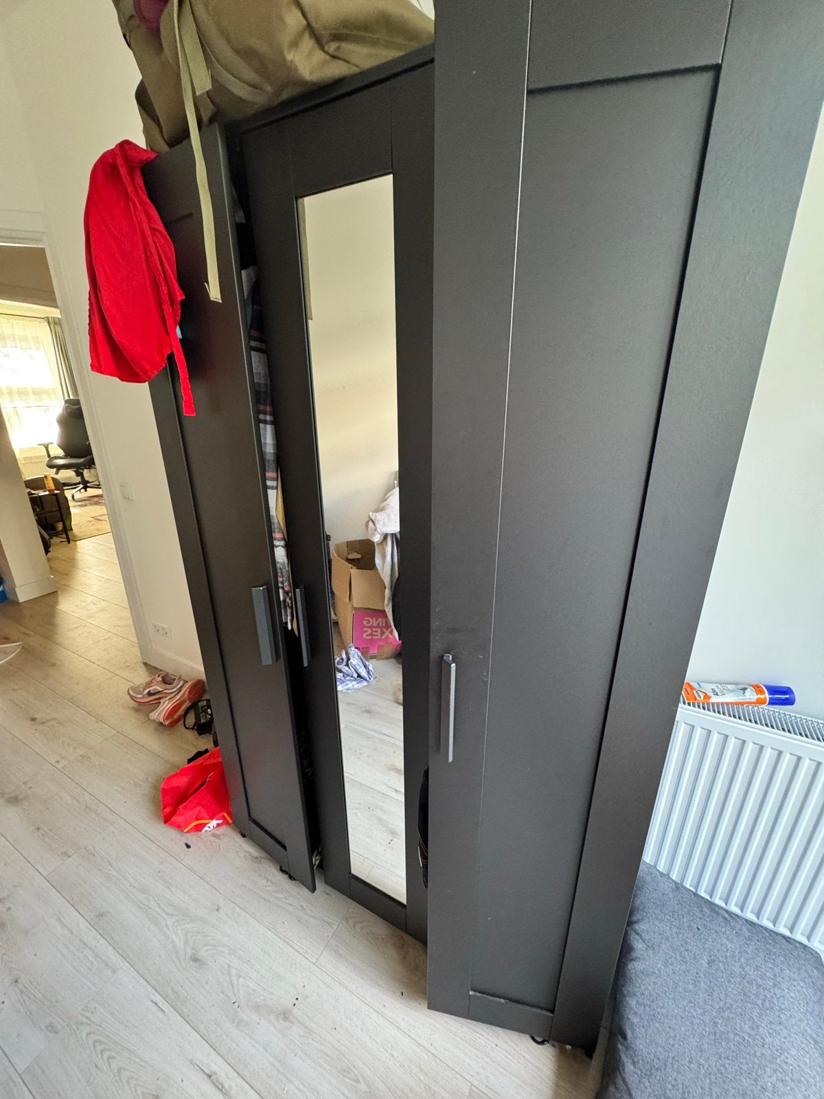 Ikea Brimnes kledingkast met spiegel - snel ophalen!, Ophalen, Gebruikt, 200 cm of meer, 50 tot 100 cm