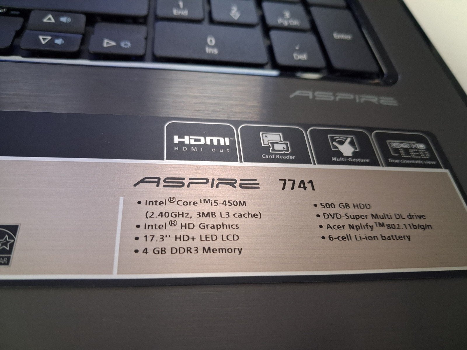 Acer Aspire 7741 Laptop - Intel Core i5, 4GB RAM, 500GB HDD, Ophalen, Gebruikt, 2 tot 3 Ghz, Qwerty