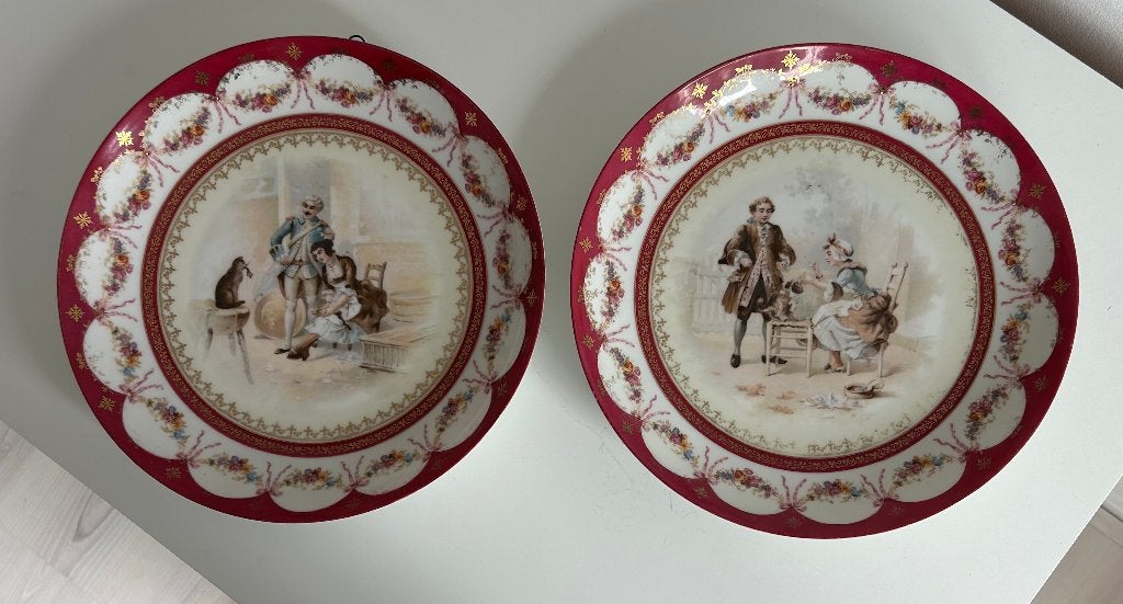 Paar Hutschenreuther sierborden – Royal Vienna-stijl – 24 cm, Antiek en Kunst, Ophalen of Verzenden