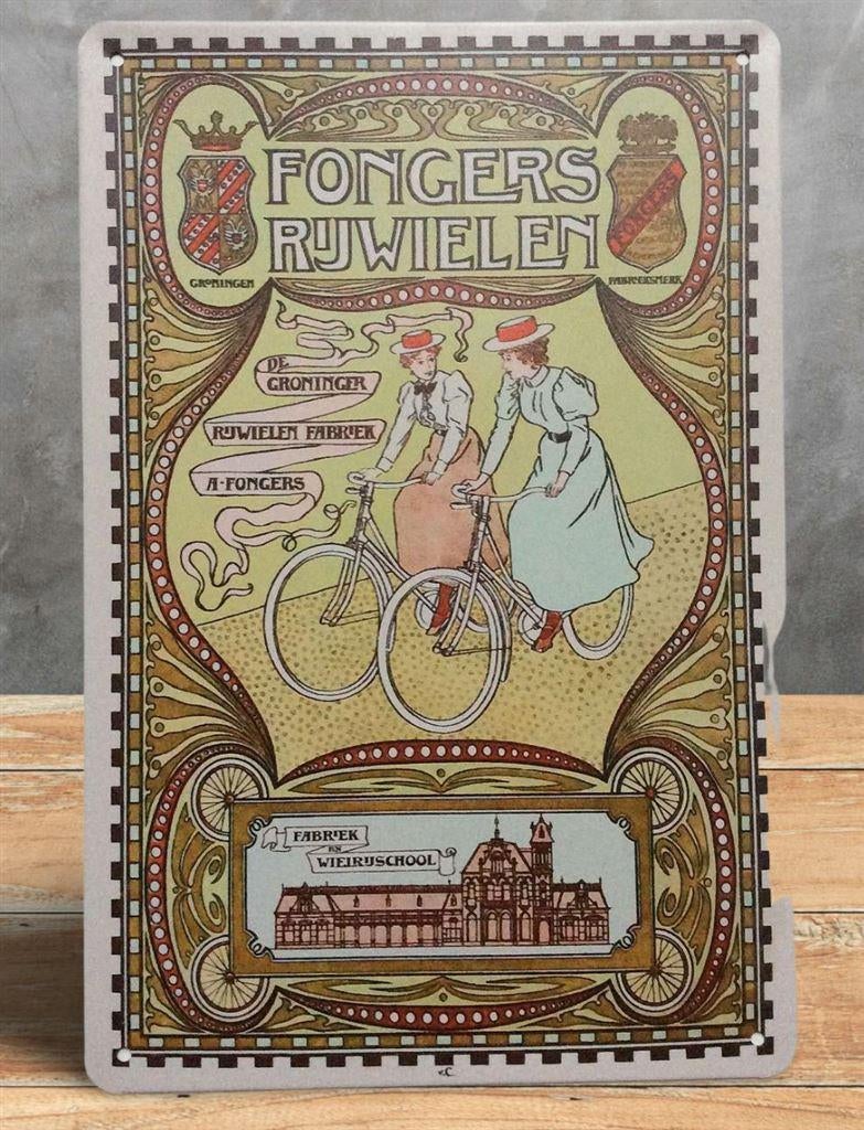 FONGERS Reclame Fiets Metalen Wandbord nr jugendstil affiche, Verzenden, Nieuw