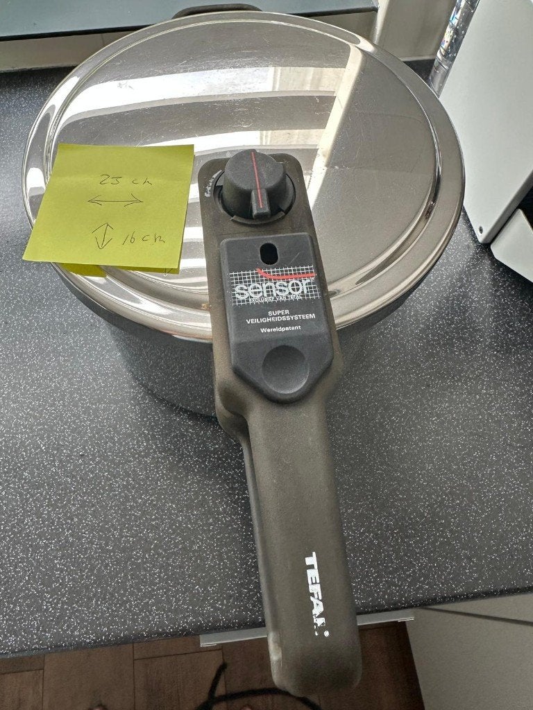 Tefal snelkookpan 23 cm – incl. inzetmandje, Ophalen, Snelkookpan, Met deksel, Rvs