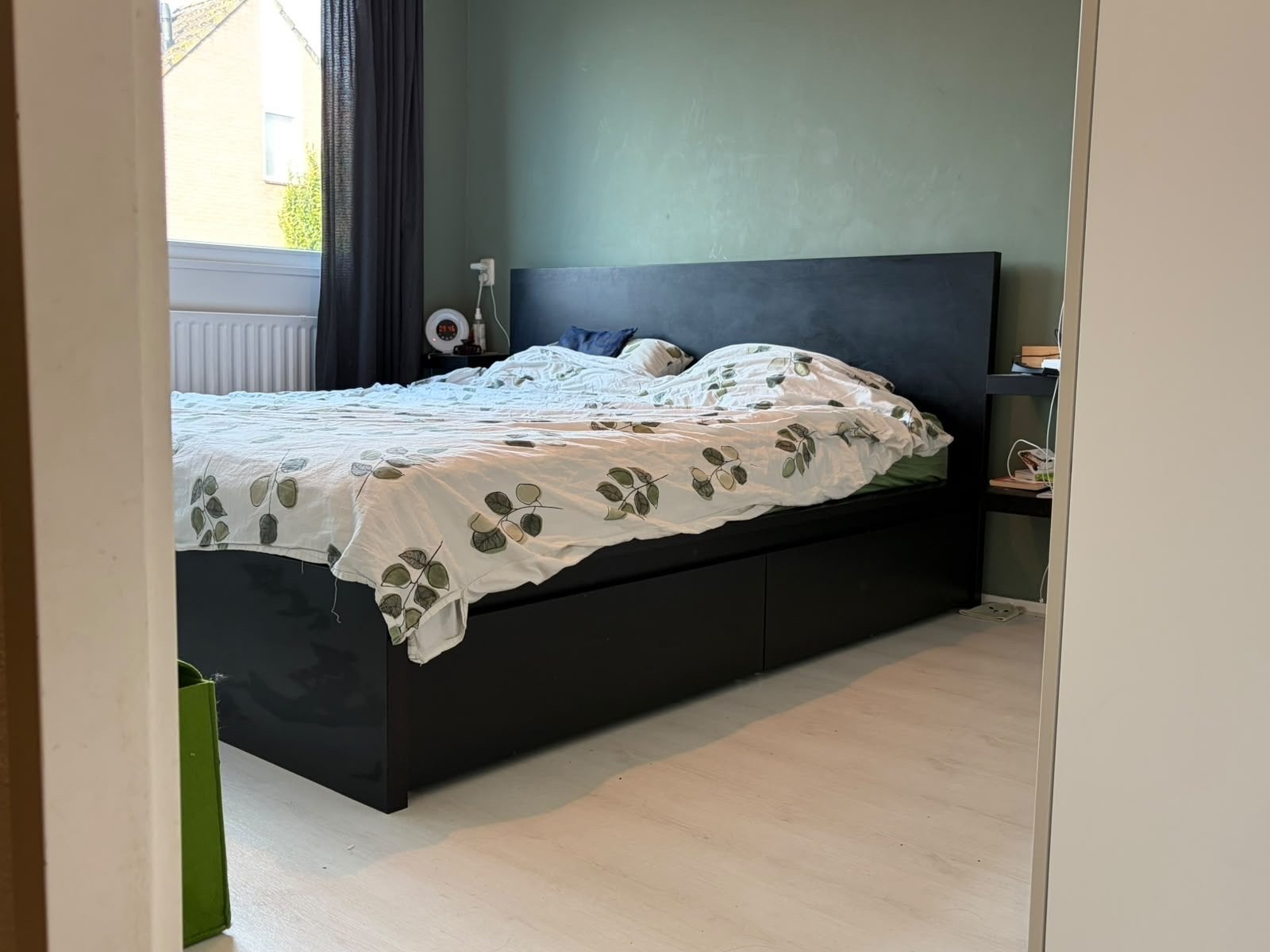 IKEA Malm bed 160x200 met lades - Goede staat, Ophalen, Gebruikt, Zwart, Tweepersoons