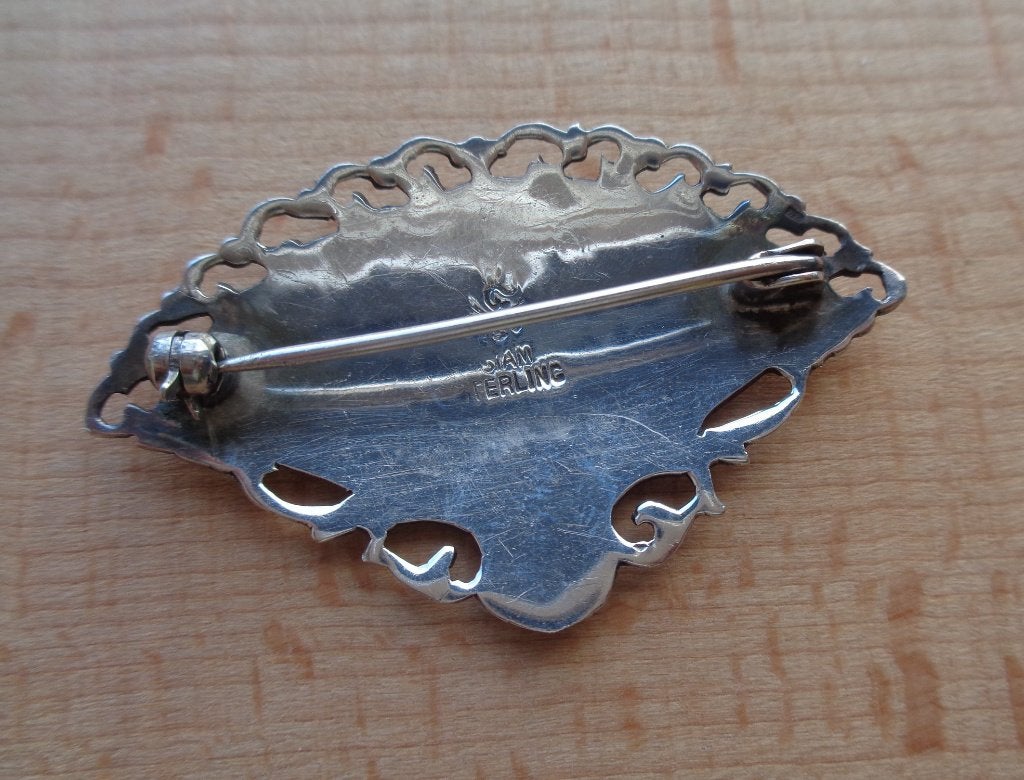zilveren SIAM niello broche [491], 4 tot 7 cm, Verzenden, Zo goed als nieuw, Zilver