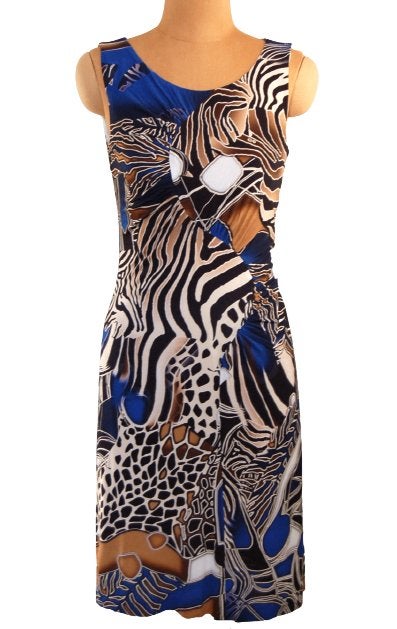 Escada jurkje, jurk, blauw/safari, Mt. S, Overige kleuren, Escada, Ophalen of Verzenden, Zo goed als nieuw