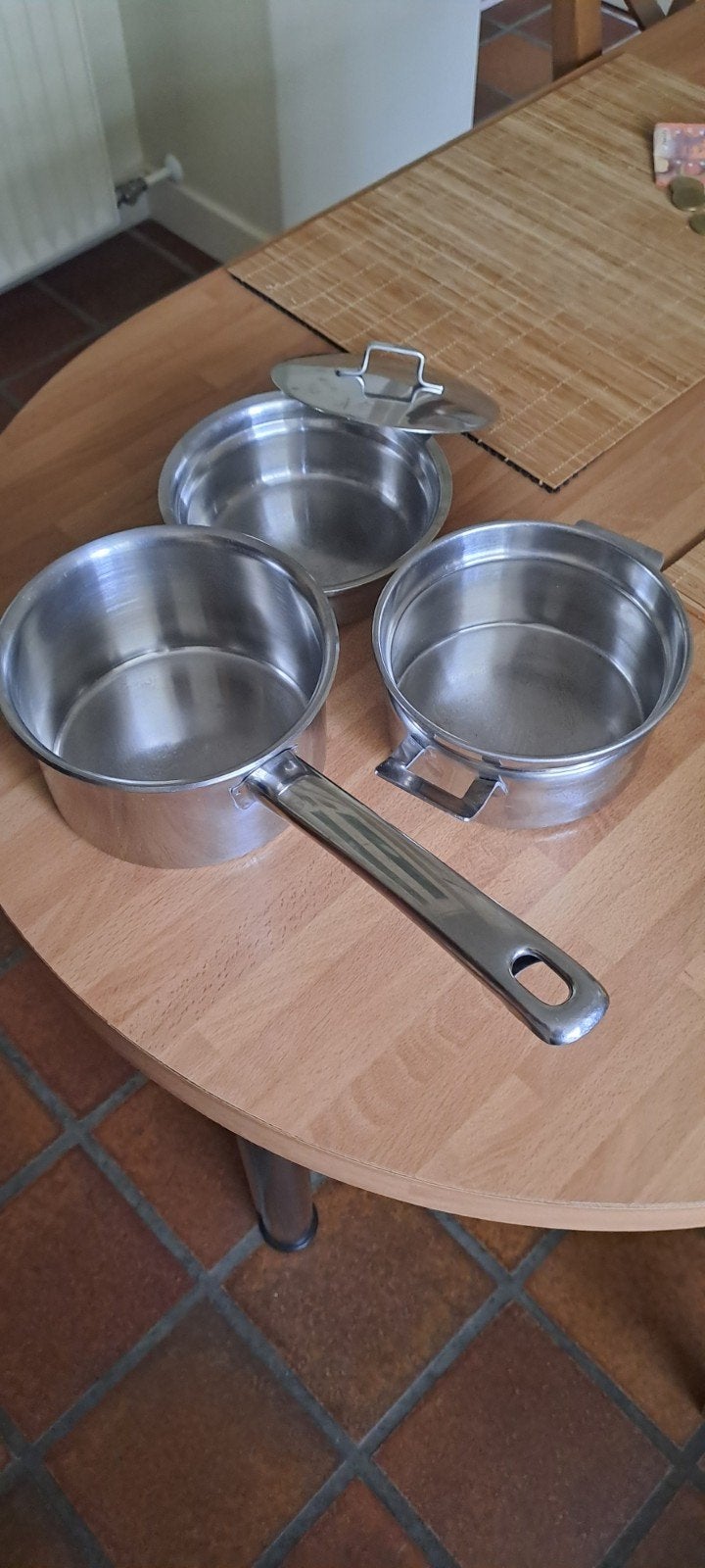 SOLA roestvrijstalen steelpan + 2 schaaltjes, Ophalen, Gebruikt, Pannenset, Rvs