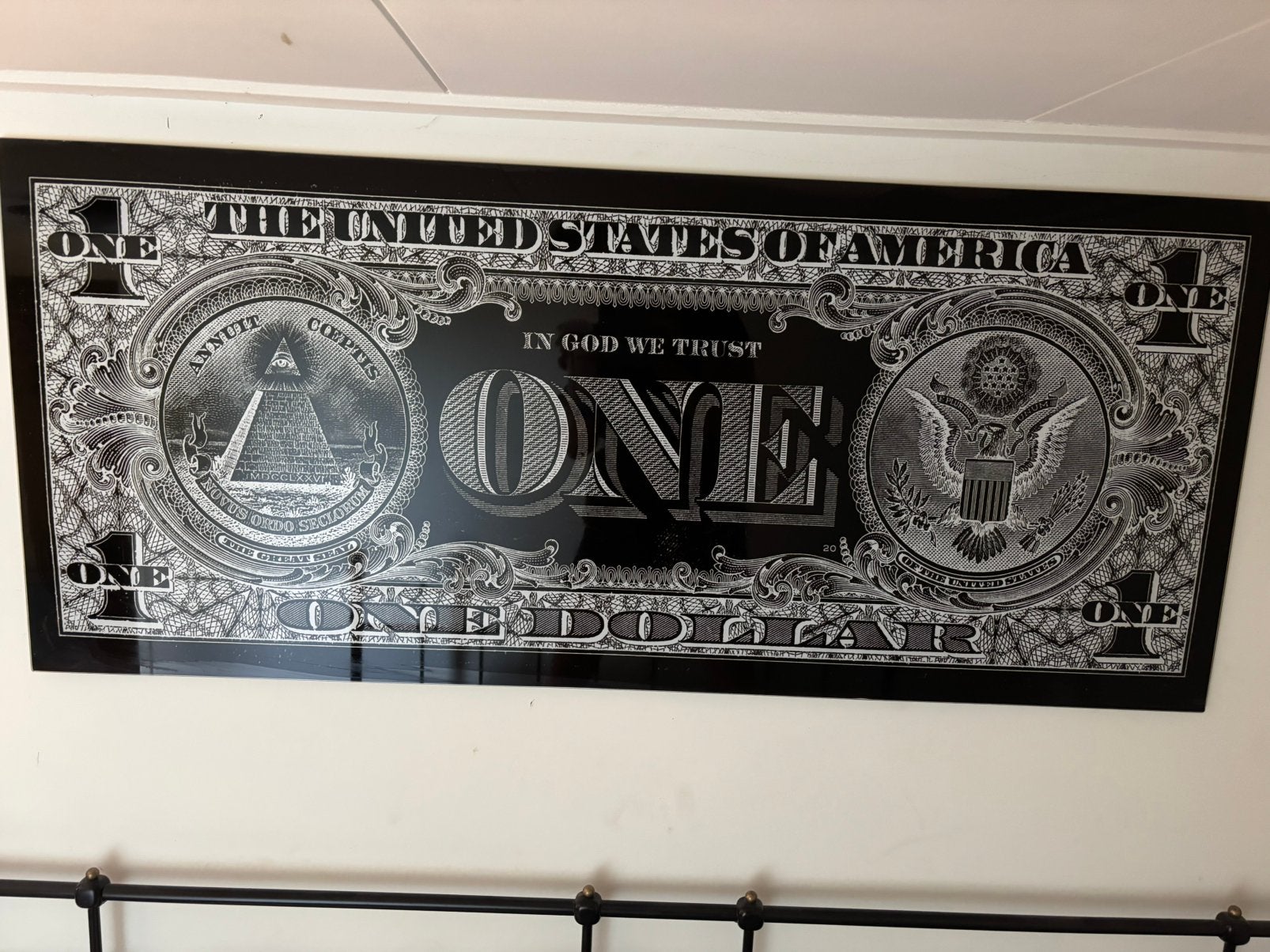 Glasschilderij Amerikaanse dollar biljet 160x60 cm, Ophalen, Glas, Ophangklaar, Overig onderwerp