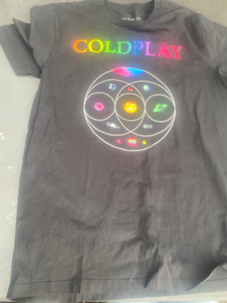 Coldplay Music of the Spheres T-shirt tourshirt - Maat L, Ophalen of Verzenden, Zo goed als nieuw, Maat 52/54 (L), Zwart