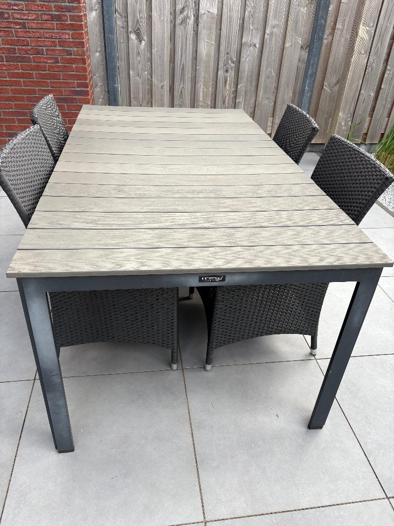 Tuintafel van Intenso met 4 stoelen, Ophalen, Gebruikt, Rechthoekig, Aluminium
