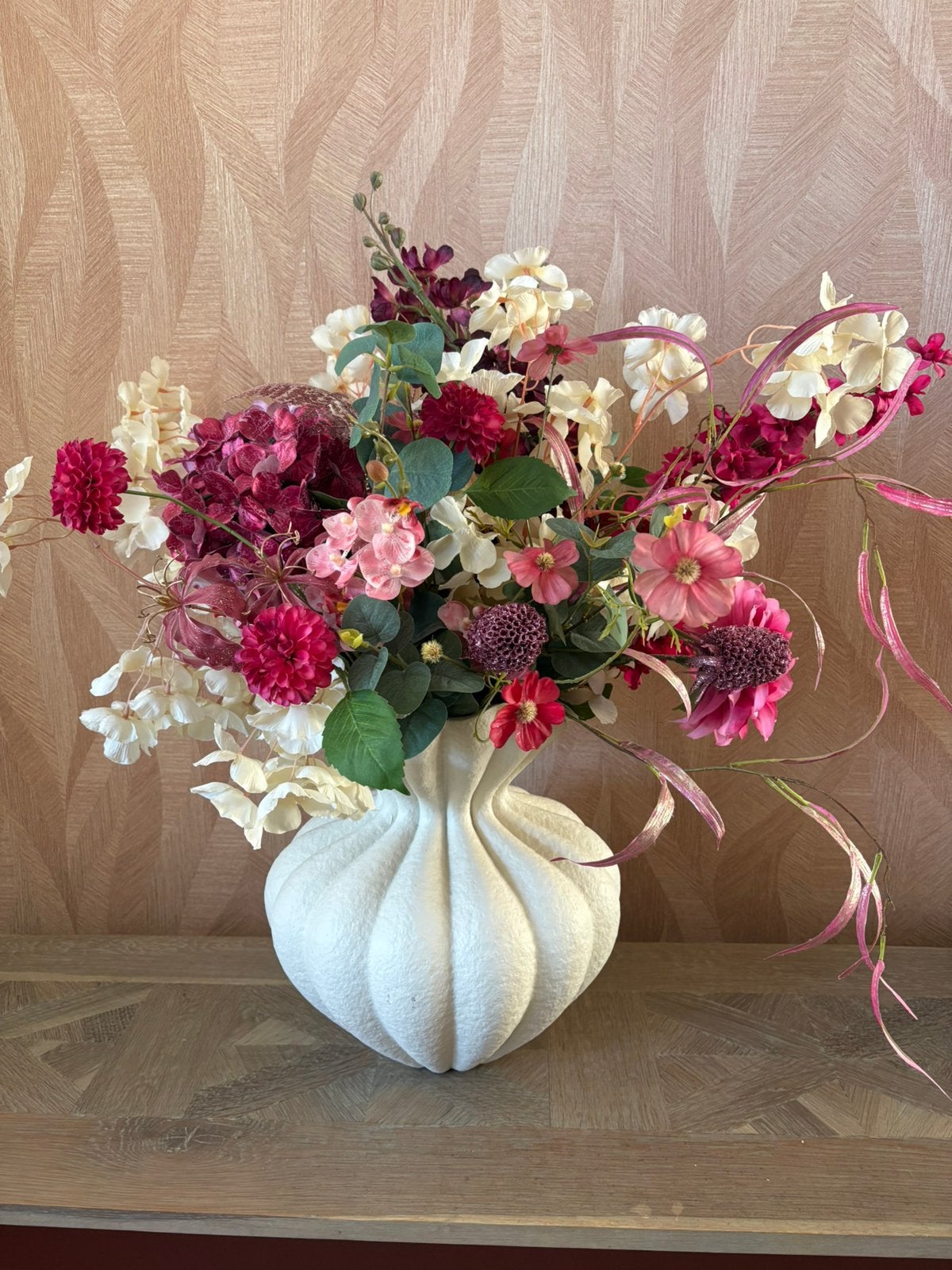 Groot boeket kunstbloemen, 85cm hoog, Ophalen, Kunststof, Meerkleurig, Inclusief decoratie
