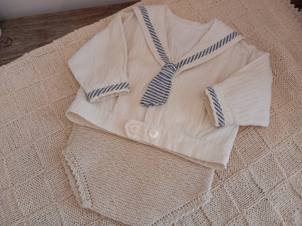 Vintage poppen matrozen jasje met broekje jaren 50, Verzamelen, Ophalen of Verzenden, Gebruikt, Kleertjes