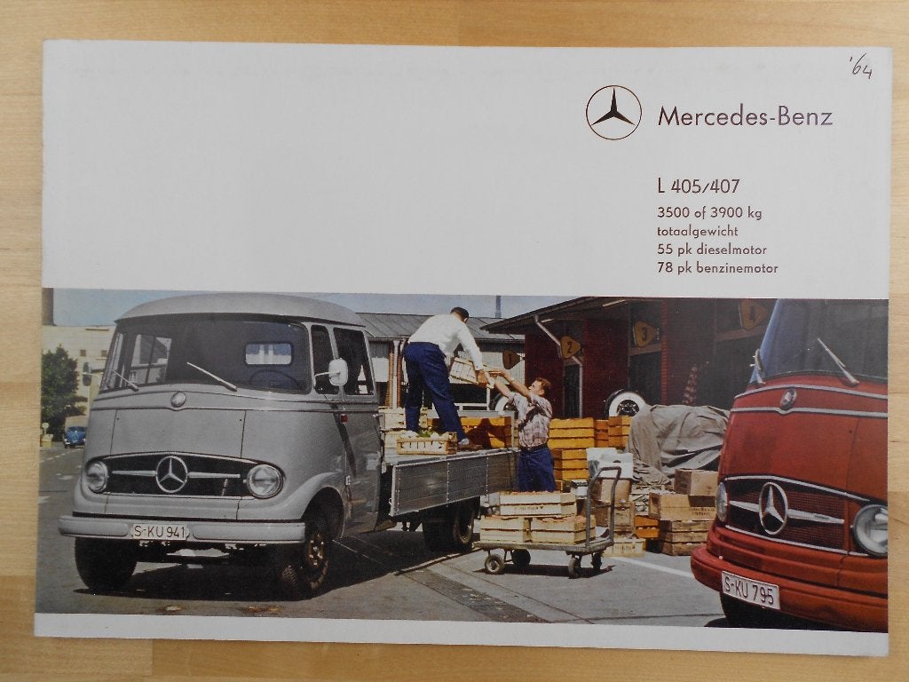 Mercedes L405 L407 Brochure 1964 ( L319 L319D ), Zo goed als nieuw, Mercedes-Benz, Mercedes, Ophalen of Verzenden