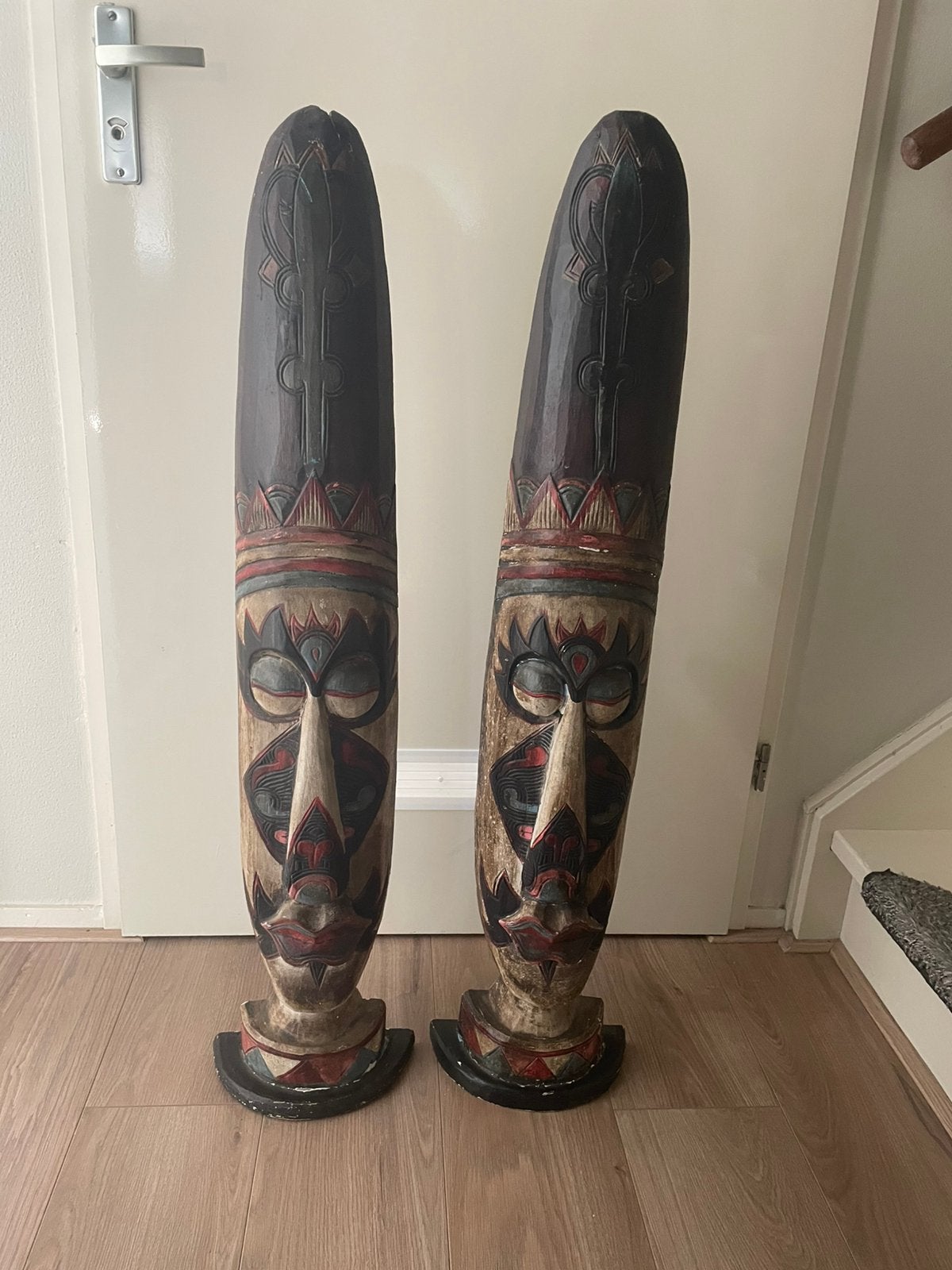 2 afrikaanse houten maskers, Antiek en Kunst, Ophalen