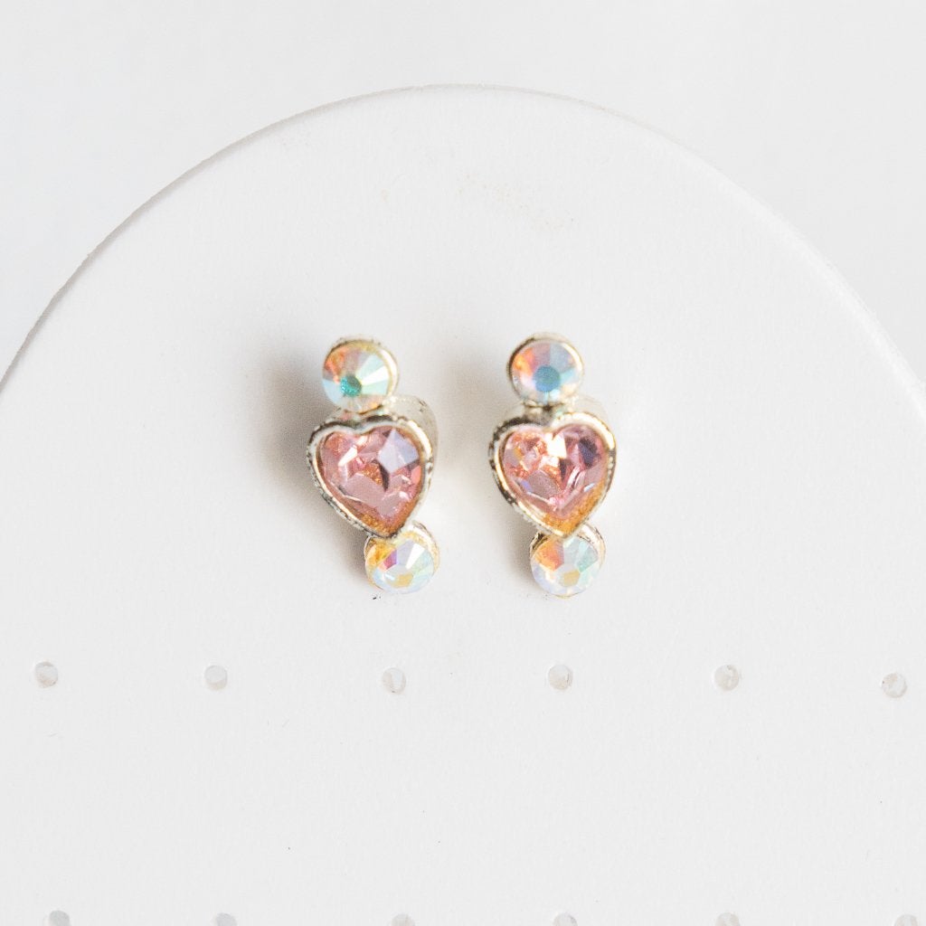 Oorbellen met roze hartje (swarovski), Overige materialen, Nieuw, Ophalen of Verzenden, Roze