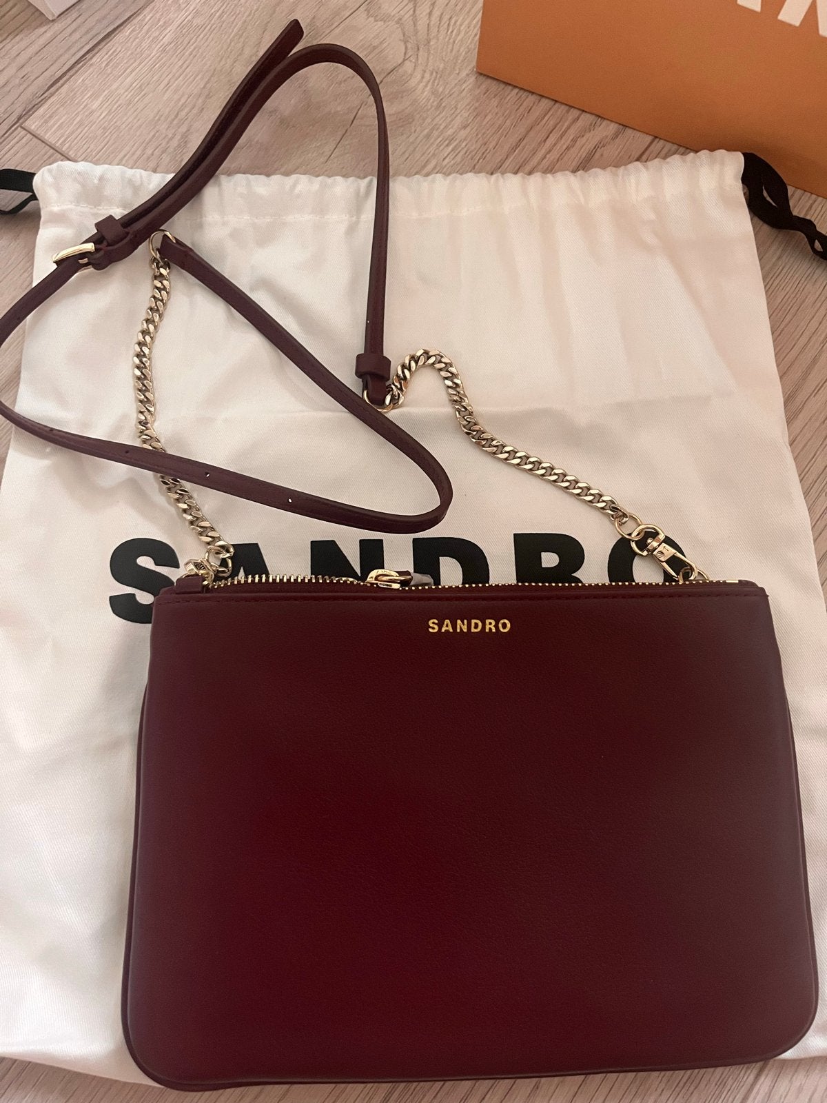 Origineel Nieuw Sandro City-bag Schoudertasje - Bordeauxrood, Ophalen of Verzenden, Nieuw, Overige kleuren, Schoudertasje