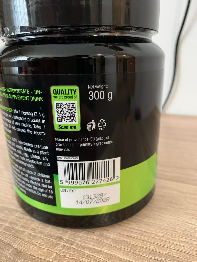 Creatine Monohydraat 300g - Slechts 2x gebruikt!, Sport en Fitness, Gezondheidsproducten en Wellness, Ophalen of Verzenden, Zo goed als nieuw
