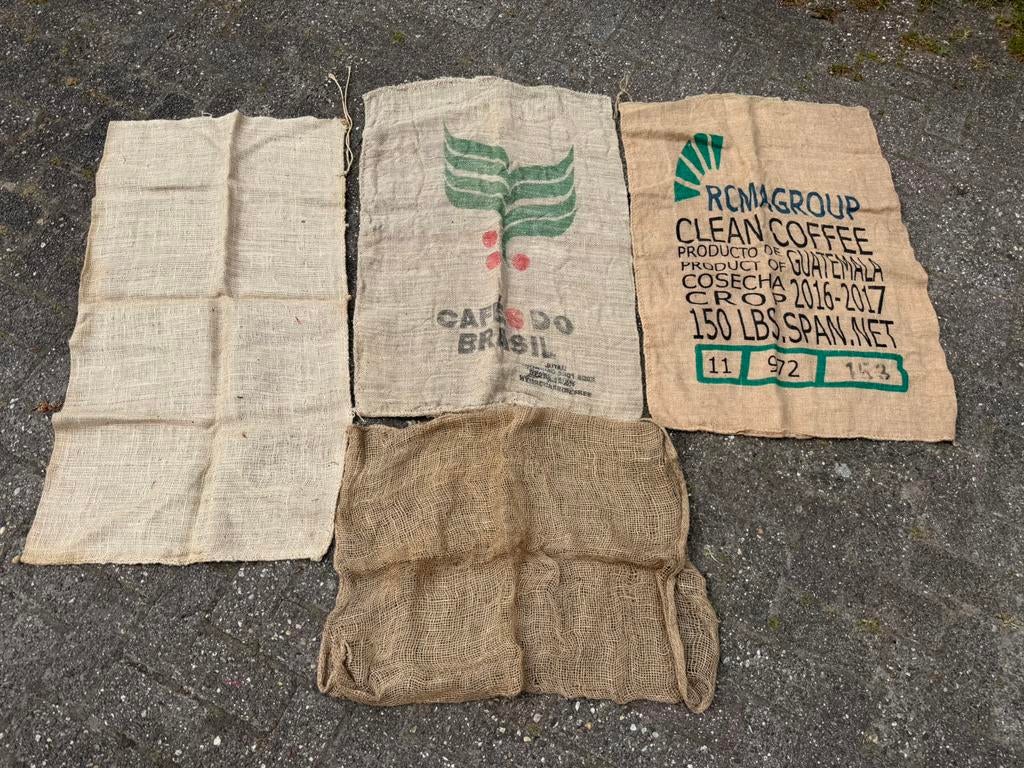 Jute koffiezakken 4 stuks, Guatemala Brazilië, Overige materialen, Gebruikt, Beige, Ophalen of Verzenden